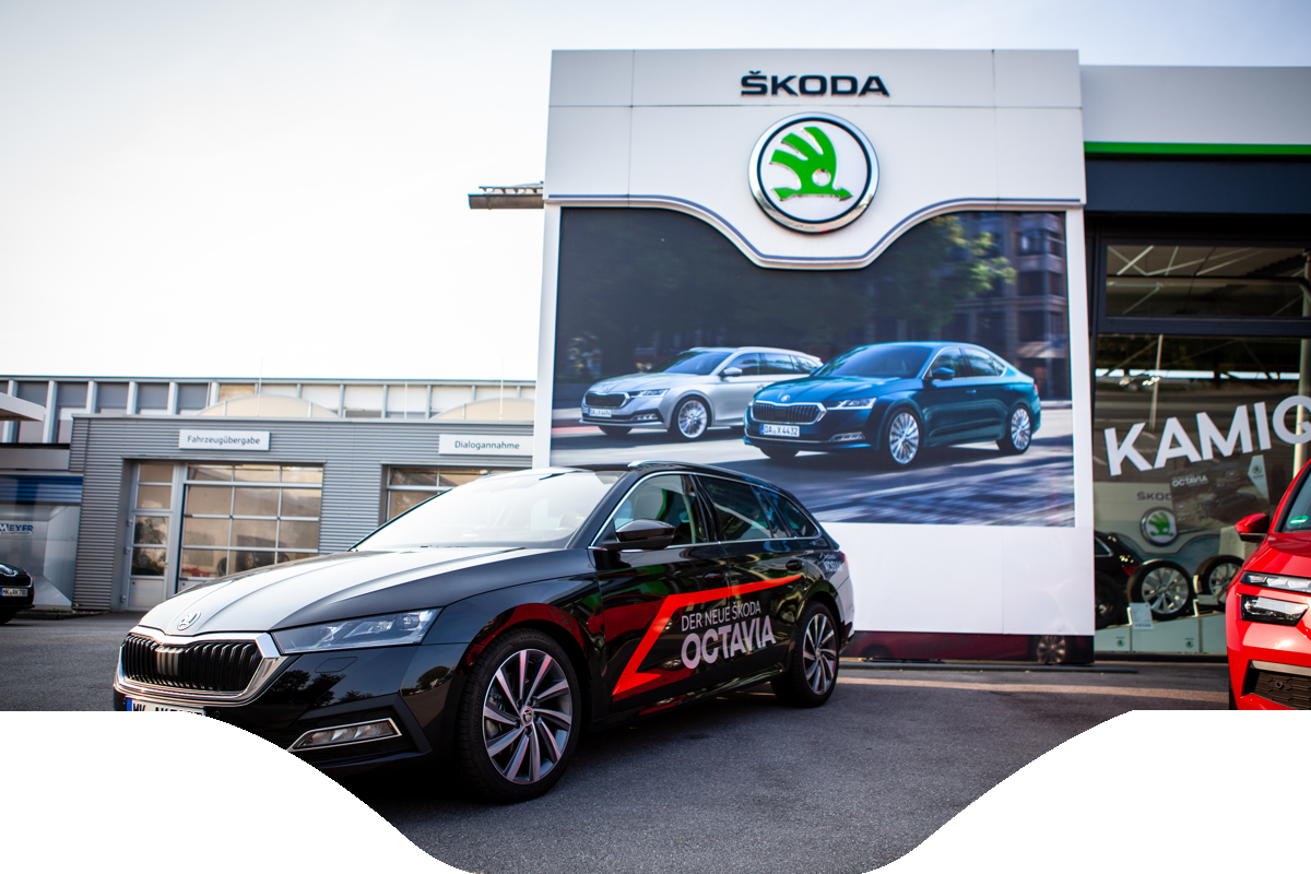 ŠKODA Fahrzeuge für den Hol- und Bringdienst des Autohaus Kosian