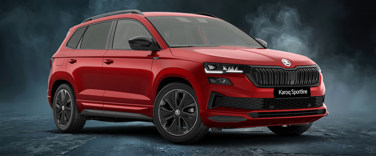 zu sehen: Skoda Karoq Sportline in Rot