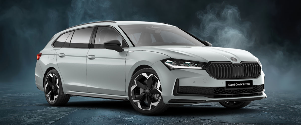 zu sehen: Skoda Superb Combi Sportsline in Grau